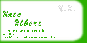 mate ulbert business card
